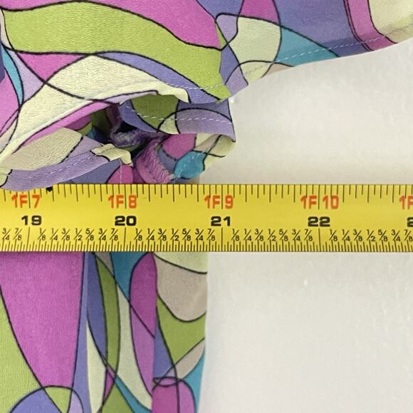 Y2K Flutter Sleeve Tiered Maxi Dress Purple Psychedelic Swirl Ruffle 80s Style M - Picture 5 of 7